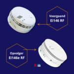 Ei146e RF rookmelder opvolger van de Ei146 RF 230 volt koppelbare rookmelder