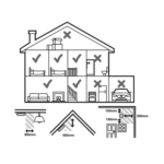 In deze ruimtes Rookmelder FireAngel 230volt ophangen