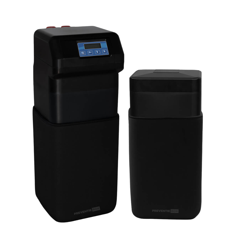 AquaSlim 1000 Duo Compact waterontharder zwart voor 3 tot 6 personen huishouden – dubbele harscilinder voor continu zacht water, voorkomt kalkaanslag en verlengt levensduur van apparaten