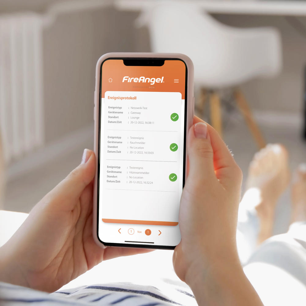 FireAngel WG2-INT Gateway app melding voor slimme brandpreventie en rookmelders
